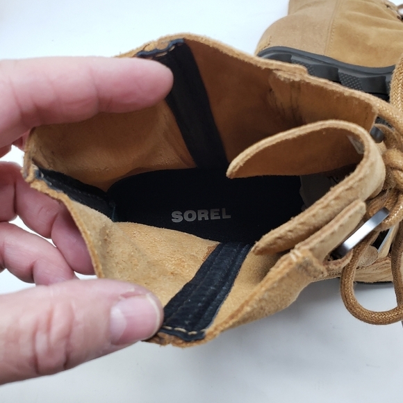 Sorel Joan of Arctic tan suede wedge boots size 5 big girls/6.5 womens - Picture 9 of 10